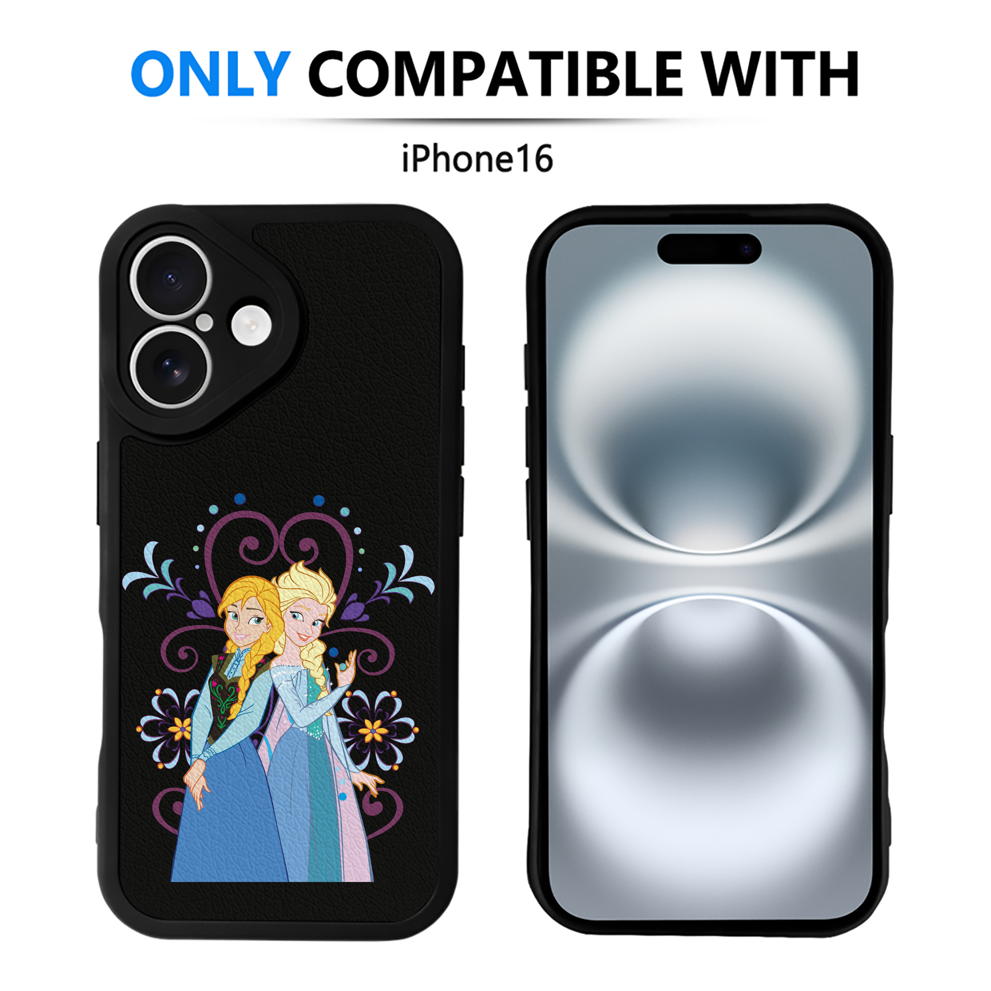 （画像用） アナと雪の女王 アンナ エルサ Frozen Anna Elsa 【iPhone 16シリーズ対応】シリコンスマホケース（レザー調） 材質：シリコン